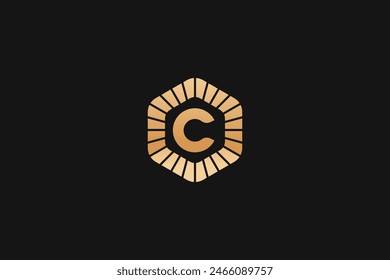 Logotipo de la marca de la Marca comercial de Vector C Letter Gold