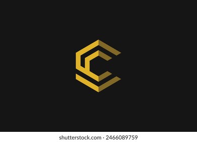 Logotipo de la marca de la Marca comercial de Vector C Letter Gold