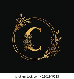 C Letter Golden Gradient Design