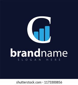 C letter with graph logo icon vector template