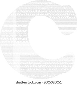 C letter with gray litter text abstract pattern background.