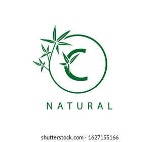 C Letter Green Bamboo Logo Design.
