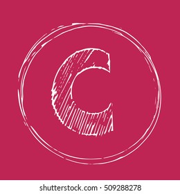 C letter hand drawn vector illustration. G letter grunge sign (symbol, emblem, icon)