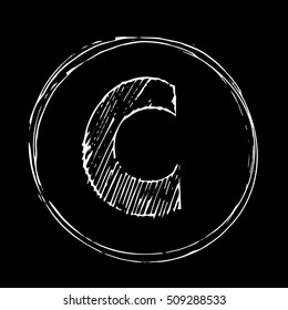 C letter hand drawn vector illustration. G letter grunge sign (symbol, emblem, icon)