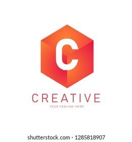 C letter hexagonal logo. Hexagon Logo concept. Creative Minimal design template. Symbol for Corporate Business Identity. Creative Vector element