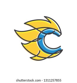 C letter icon design vector illustration template with fire. Vector illustration EPS.8 EPS.10