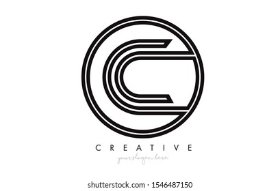 C Letter Icon Logo Design With Monogram Creative Look. Letter Circle Line Design Vector Illustration.