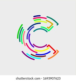 C letter icon logo with some element vector design template