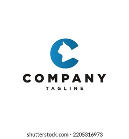 C Letter initial Cat Head logo vector template inspiration