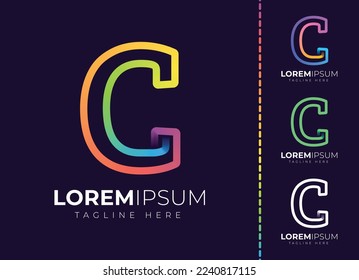 C letter initial colorful gradient logo. Modern letter c logo design.