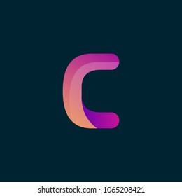 C Letter Initial Colorful typo logo vector icon illustration