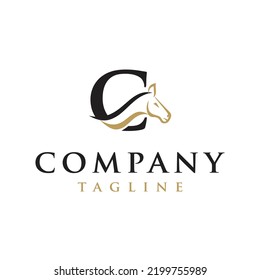 C Letter Initial Horse Ranch Stable Stallion Equestrian Logo Design.  
Horse Design Elegant High End Vector Illustration, Creative Horse Logo Template, 
Modern Logo Creative Unique Icon