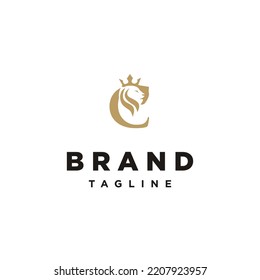 C Letter initial Lion King Elegant logo icon vector Template
