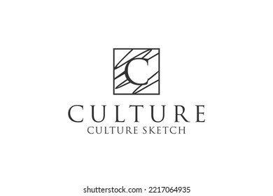 C letter initial logo design culture ornament abstract symbol line style