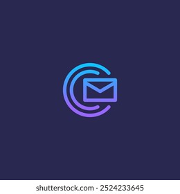 C letter initial logo with mail icon incorporated. Purple blue gradient color.