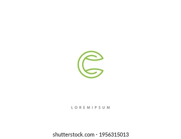C Letter Initial Shaped Nature Leaf. Vintage Modern Logo Line Art Design Template
