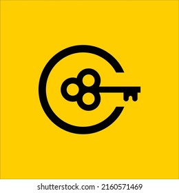 C letter key logo design template