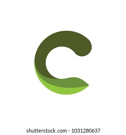 C letter with leaf logo design vector