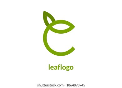 C letter and leaf logo illustration design