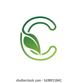 C Letter with leaf logo or symbol concept template design