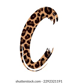 C letter leopard print uppercase letter C on white background vector