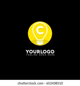 C Letter Light Logo, Lamp Idea Logo, Idea Logo