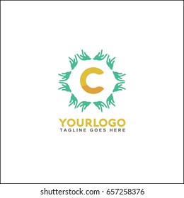 C letter line circle brand. Vector design template elements for your application or corporate identity. Hand vector illustration logo.