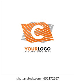 C Letter Line Logo Design. Graphical mono line feathers set. Vector elements or linear signs. 