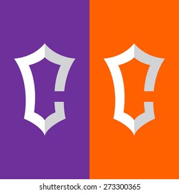 C letter line logo, flat vector design template element 