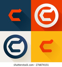  C letter line logo set, design template elements