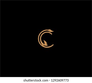 C letter linear shape luxury flourishes ornament logotype