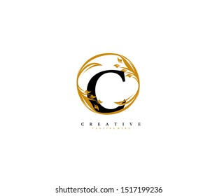 C letter linked rounded circle elegance monogram flourishes logotype