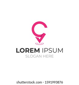 C Letter Location Vector Logo Template