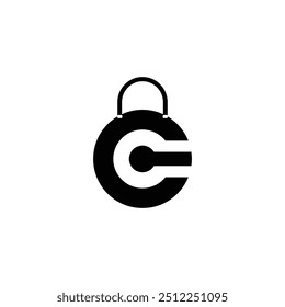 C letter lock icon logo design 