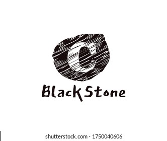 Logo de la letra C. Resumen Diseño de letras Black Stone C creado con el concepto de estilo retro grunge minimalista