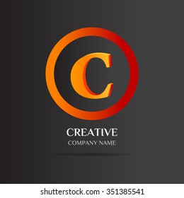 C Letter logo Abstract design for Corporate Business Identity on black background with simple text