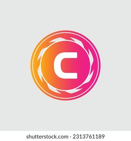 C Letter Logo abstract geometric design vector template Logotype icon Digital Technology style.
