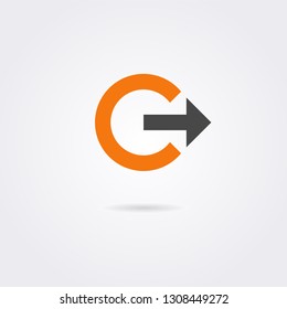 C letter logo with arrow, bold shapes and luxury icon. Start up Technology logo concept vector.