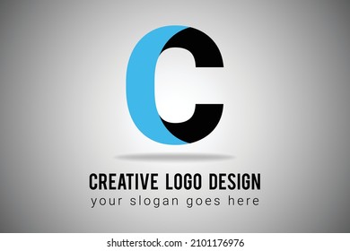 C Letter Logo in Blue and Black color Vector Icon. Minimal Logo design. Creative C Letter Logo  Illustration.