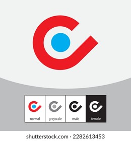 C Letter Logo. Blue and Red Color. - Vector