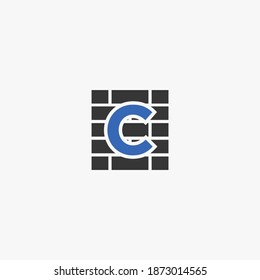 Letra C Logo, diseño del logotipo de la pared de ladrillo