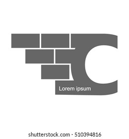 C  letter Logo, brick wall logo design with place for your data. 