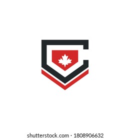 C letter logo with canada leaf concept design vector