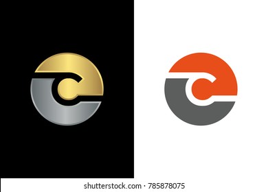 C Letter logo with Circle, Gold and Silver Logo Template