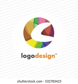 C letter logo in circle with rainbow dots. Vector elements for fashion, business, posters, t-shirts and cards.