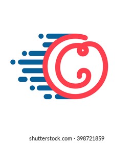 C letter logo in circle with speed line. Font style, vector design template elements for your sport application or corporate identity.