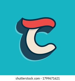 C letter logo in classic sport style. This script font is perfect for a sportswear advertising, champions art, college team identity, etc.