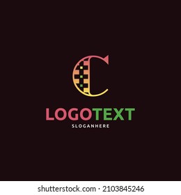 logotipo de letra C, logotipo de gradiente colorido C, logotipo abstracto colorido