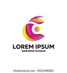 c letter logo colorful  gradient abstract vector illustration