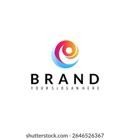 C letter logo with combination of people in modern gradient design style